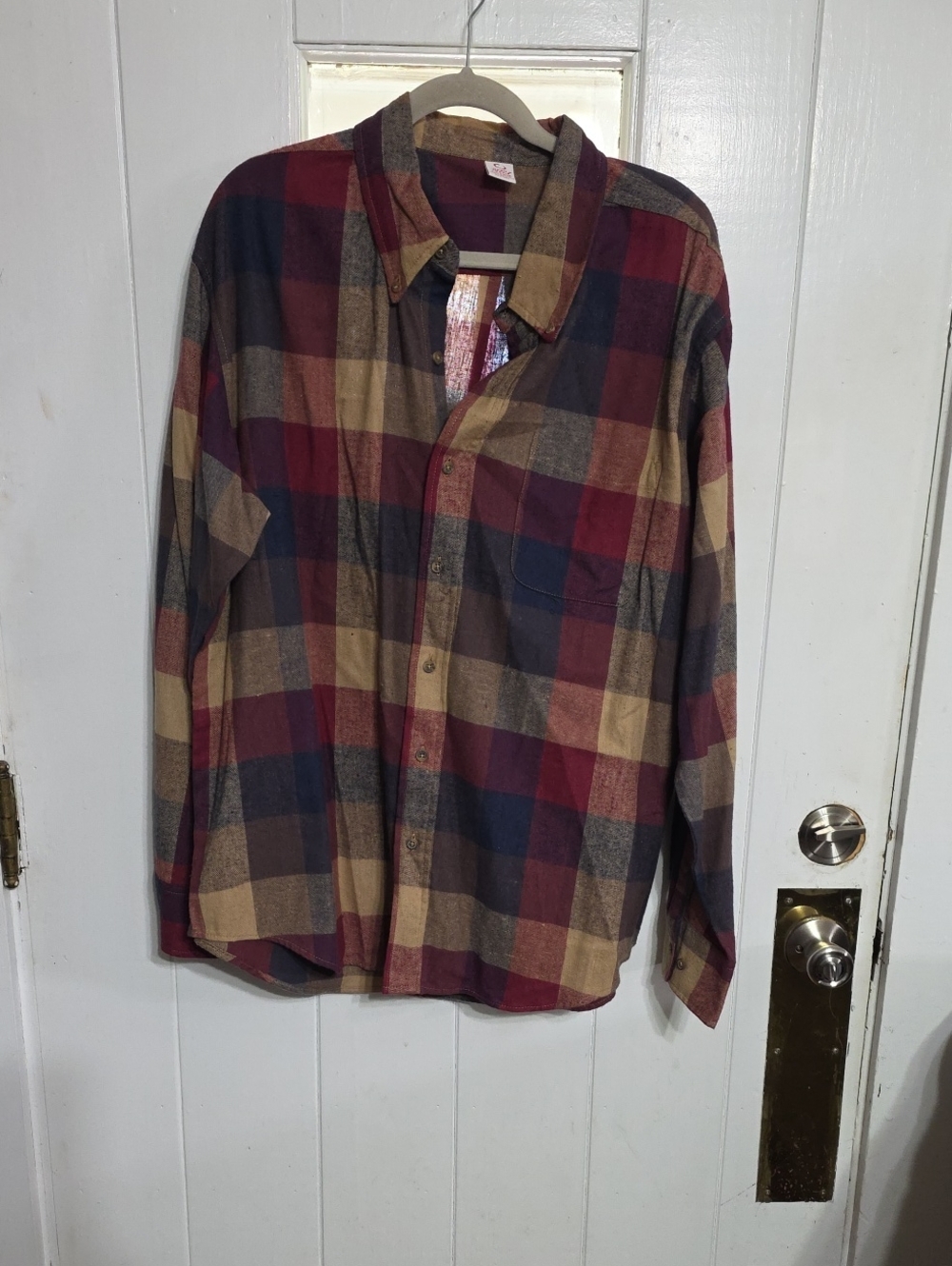 Open Trails Men's Flannel Button Down Shirt Plaid Cotton Fall Colors Sz XL EUC